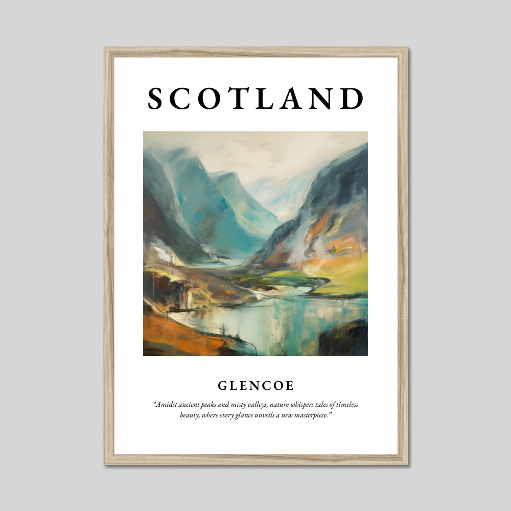 Poster in a natural frame with the word Scotland