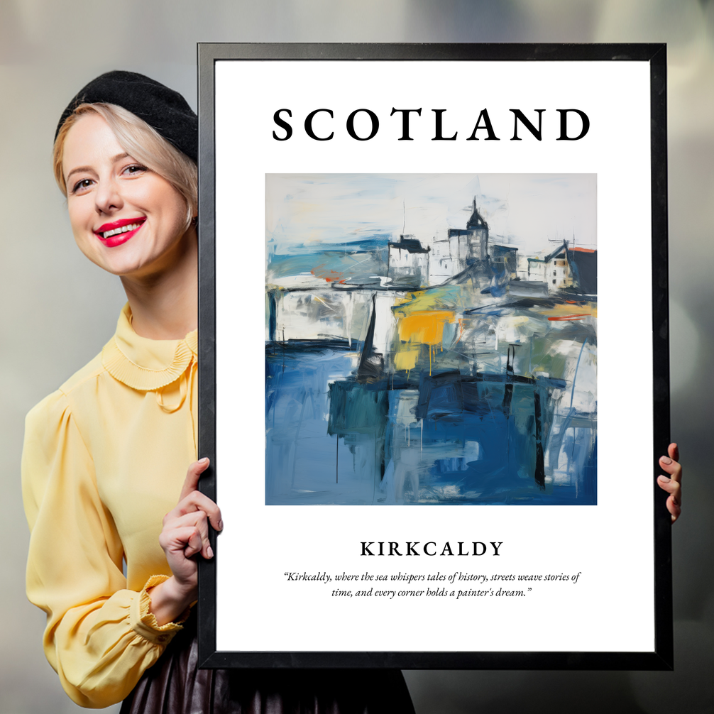 Person holding a poster of Kirkcaldy