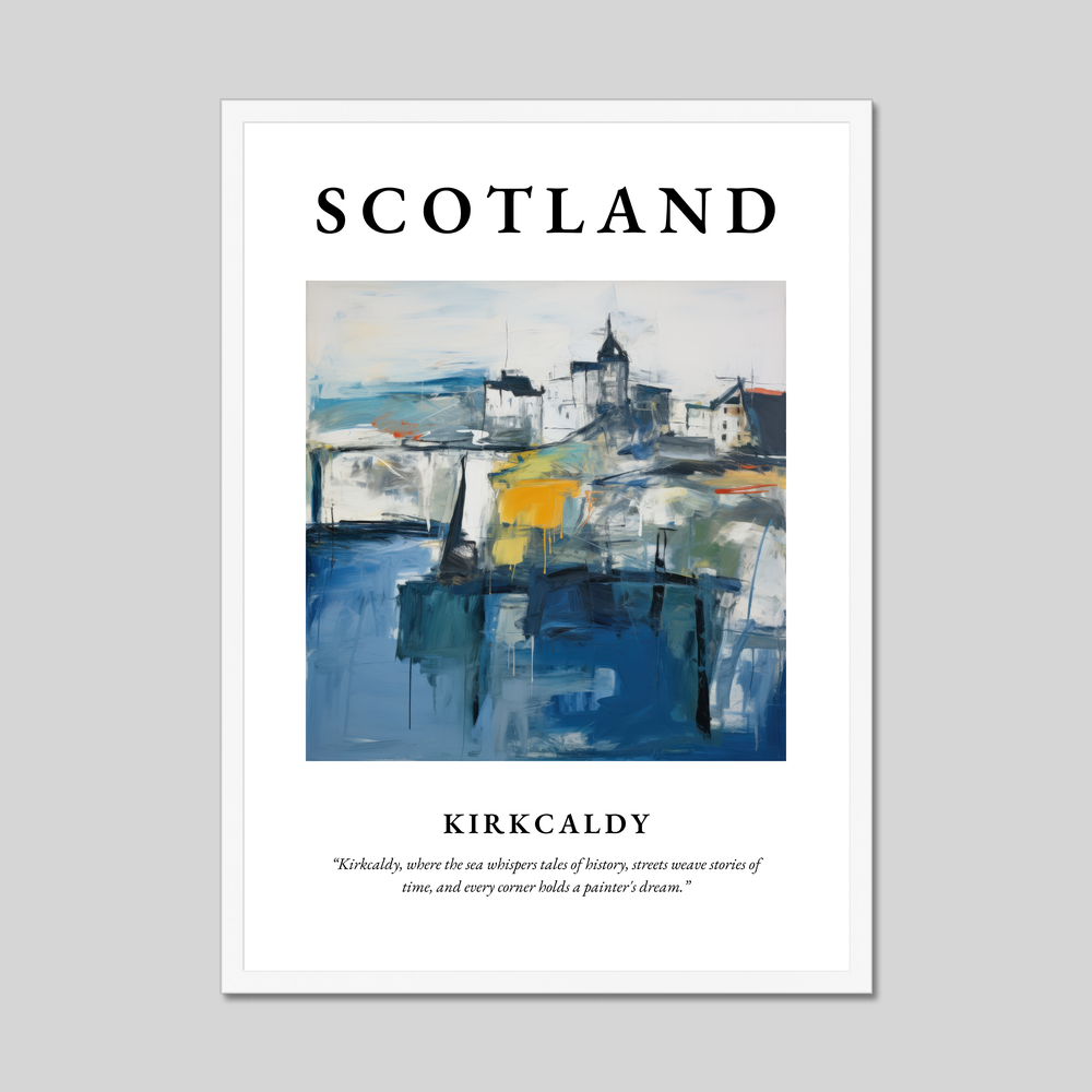 Poster in a white frame with the word Scotland