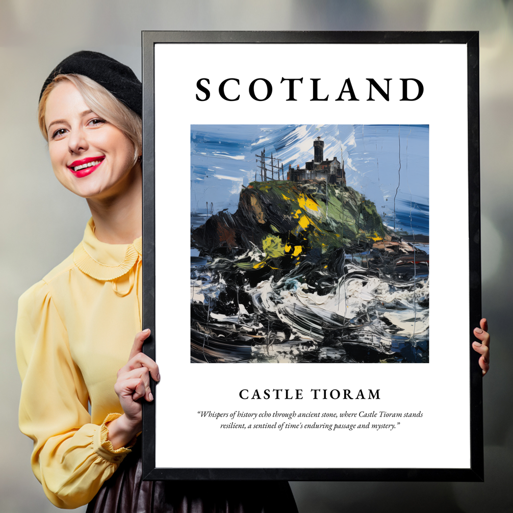 Person holding a poster of Castle Tioram