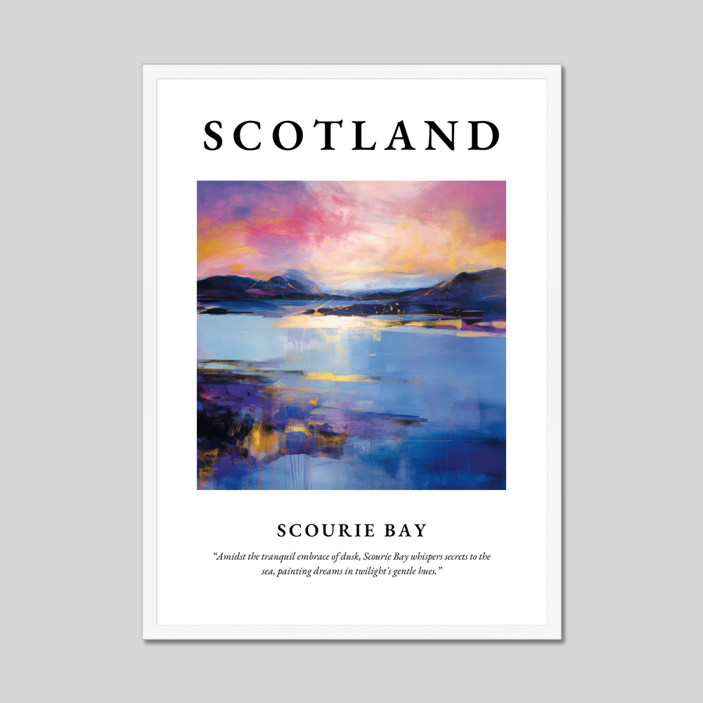 Poster in a white frame with the word Scotland