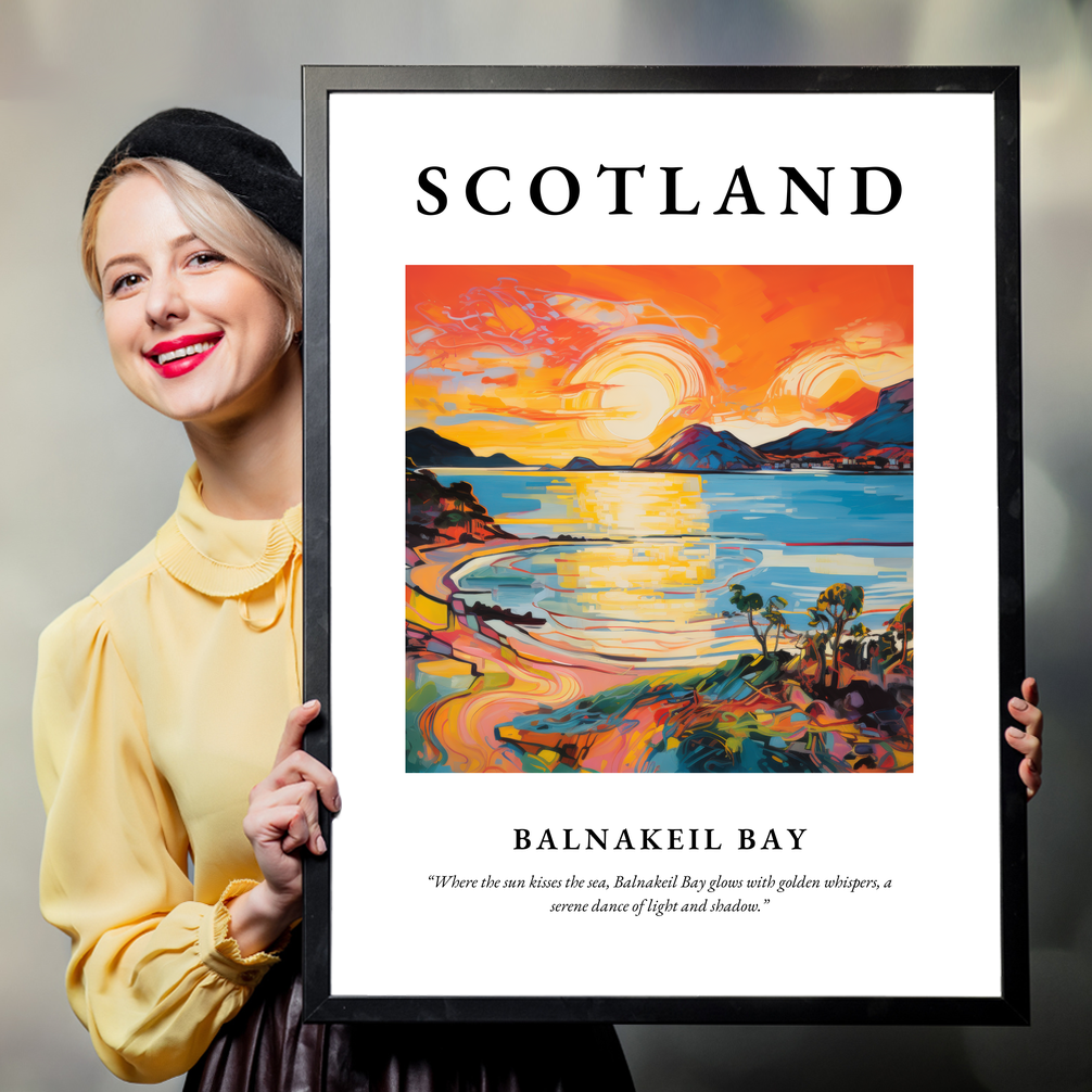 Person holding a poster of Balnakeil Bay