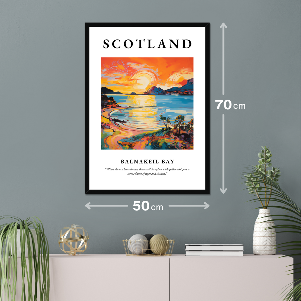 Poster of Balnakeil Bay hanging on a wall