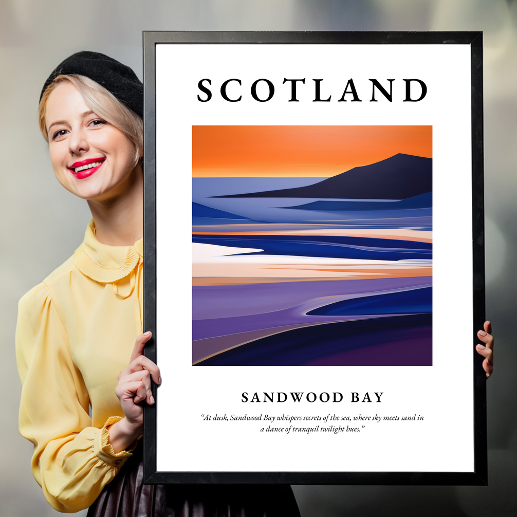 Person holding a poster of Sandwood Bay