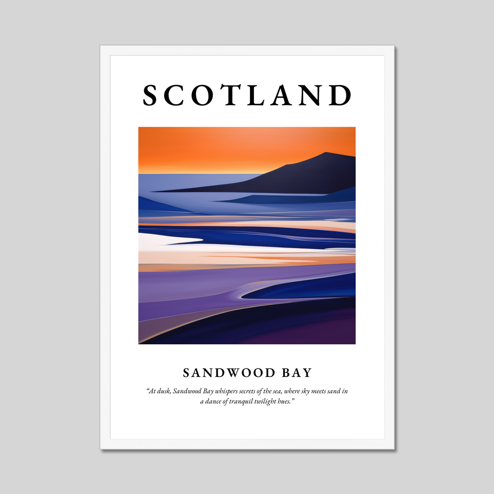 Poster in a white frame with the word Scotland