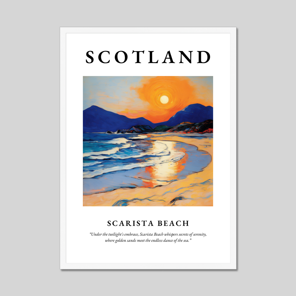 Poster in a white frame with the word Scotland