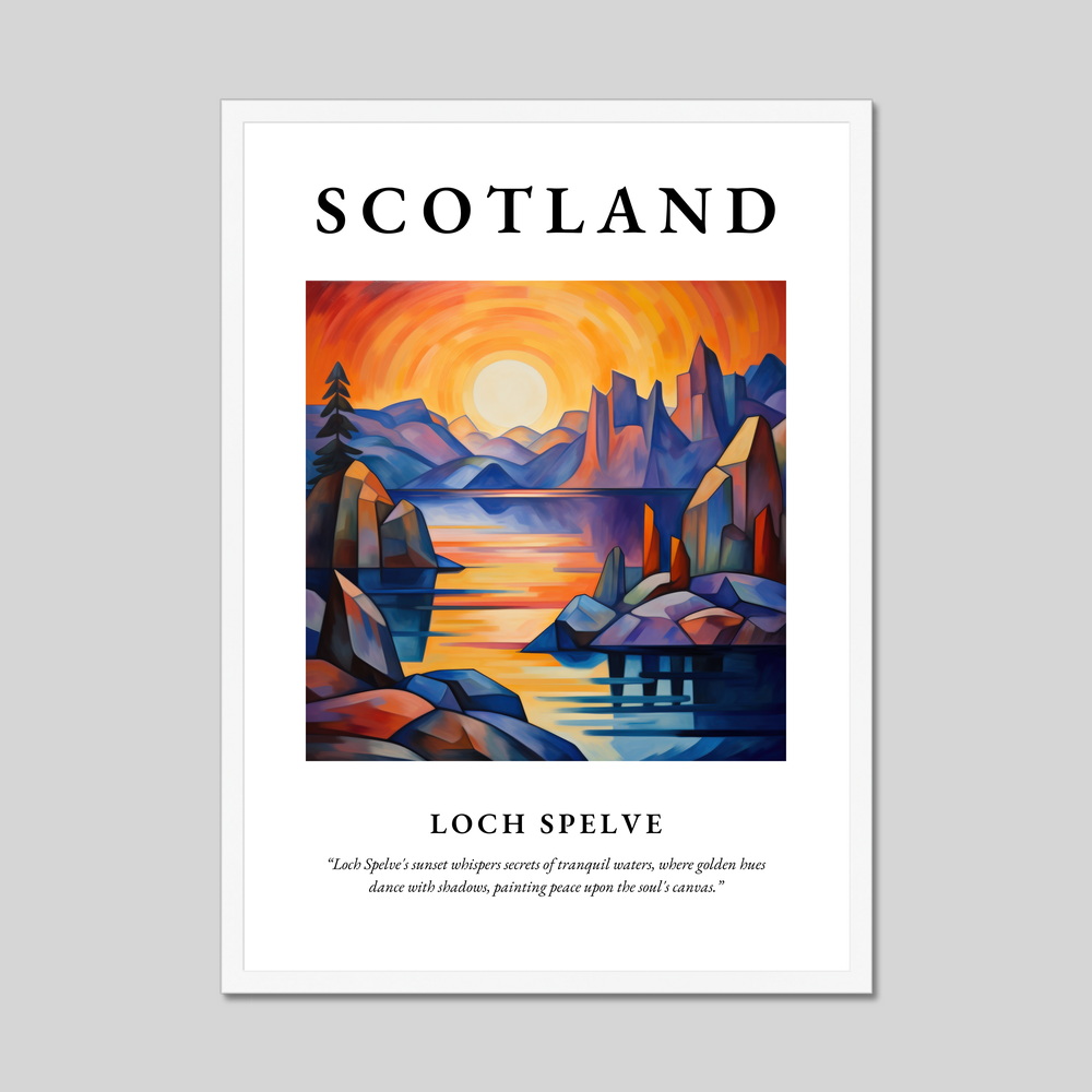 Poster in a white frame with the word Scotland