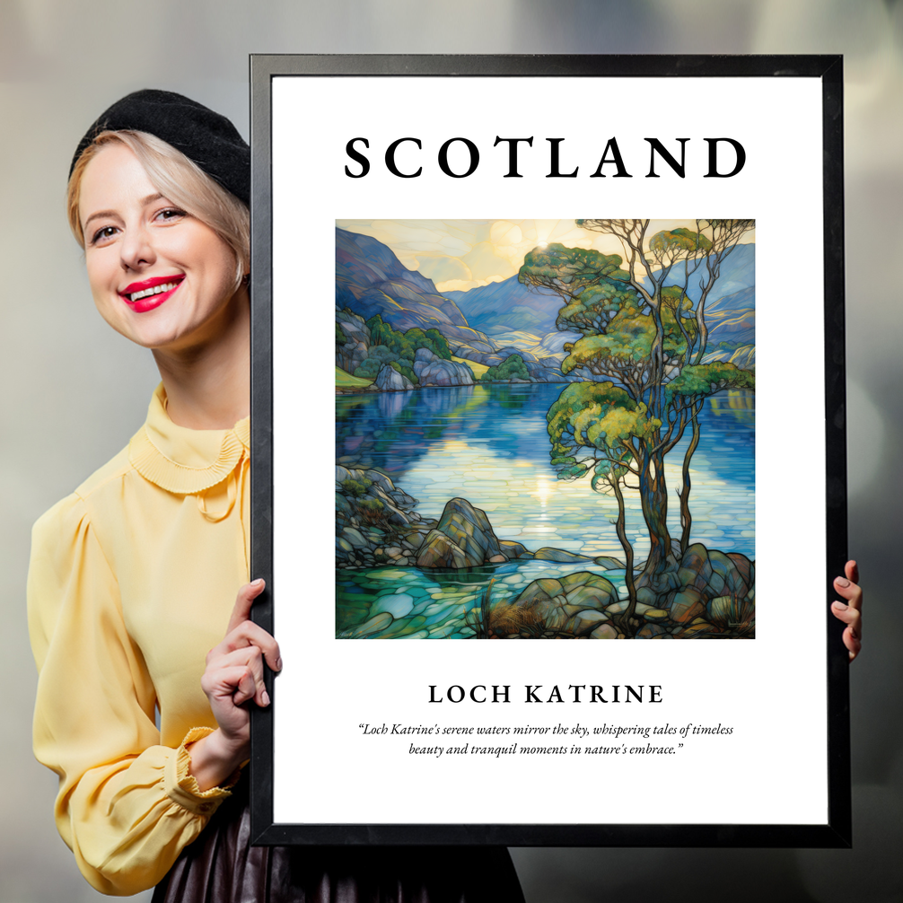 Person holding a poster of Loch Katrine