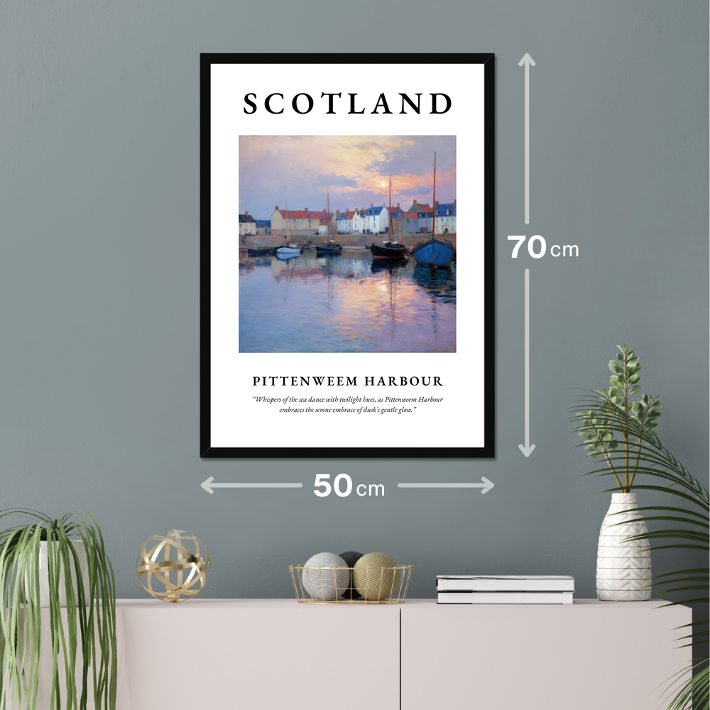 Poster of Pittenweem Harbour hanging on a wall