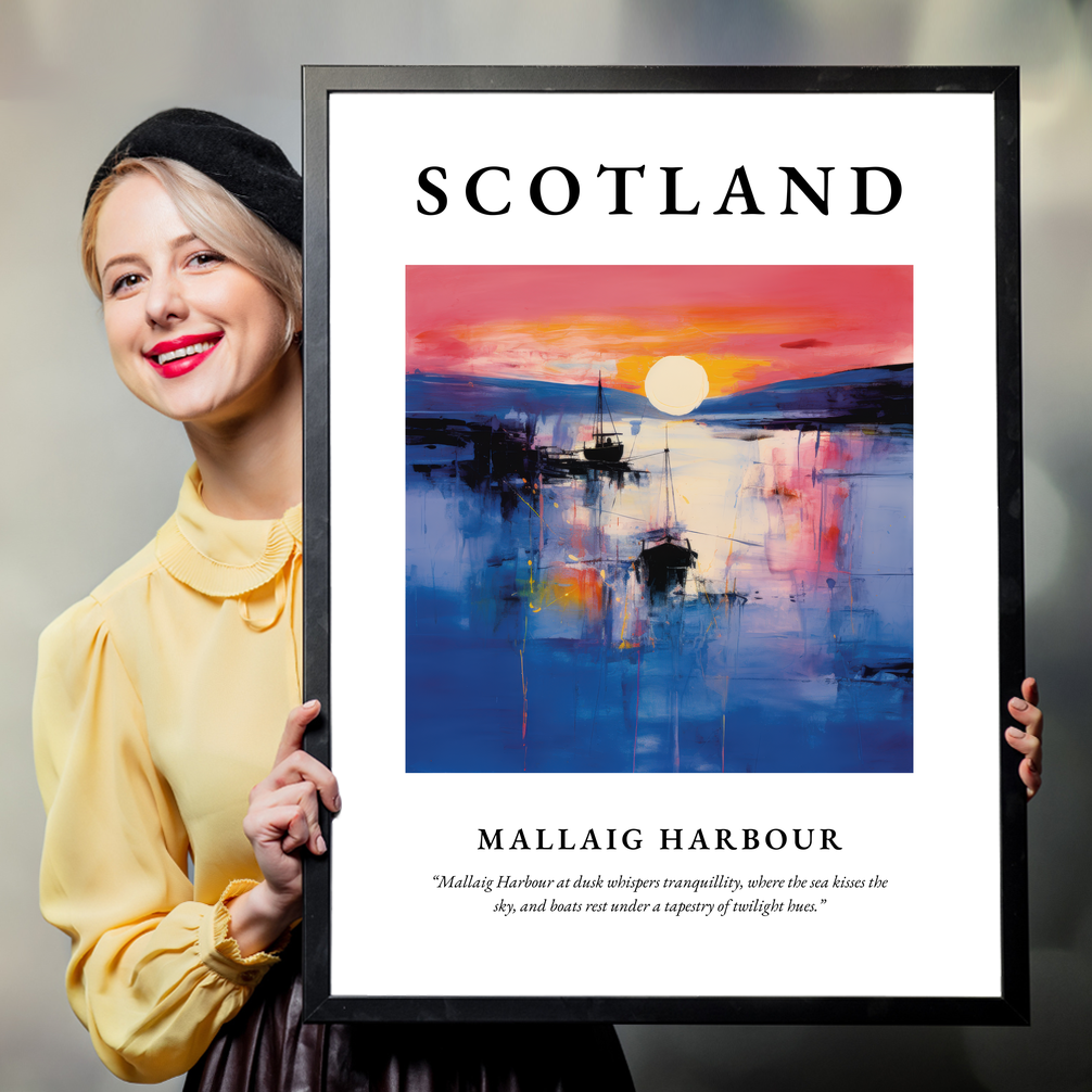 Person holding a poster of Mallaig Harbour