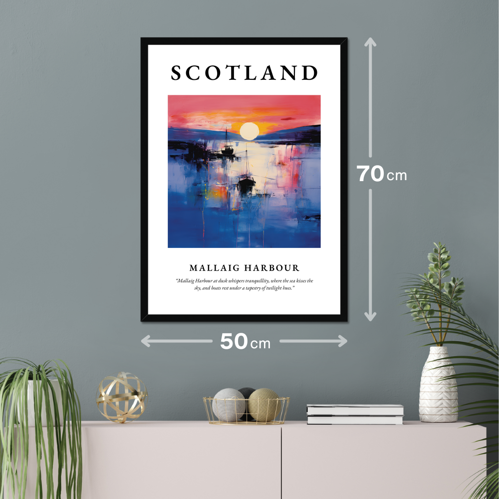 Poster of Mallaig Harbour hanging on a wall