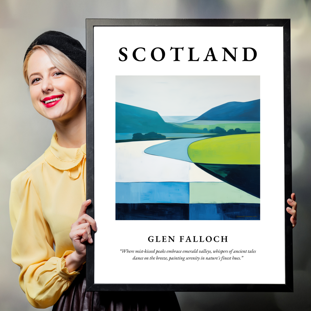 Person holding a poster of Glen Falloch