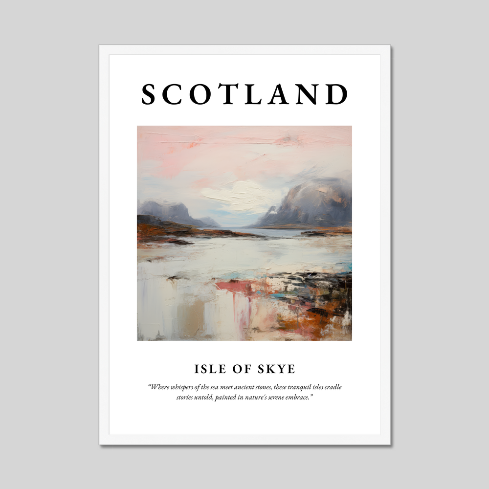 Poster in a white frame with the word Scotland