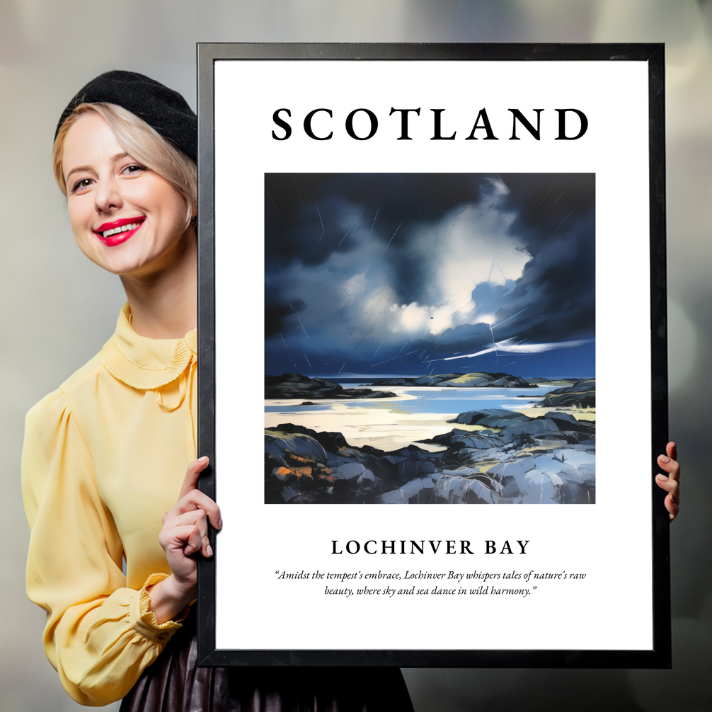 Person holding a poster of Lochinver Bay