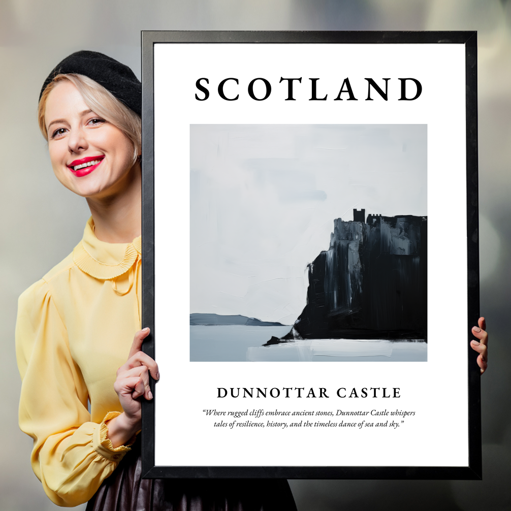 Person holding a poster of Dunnottar Castle