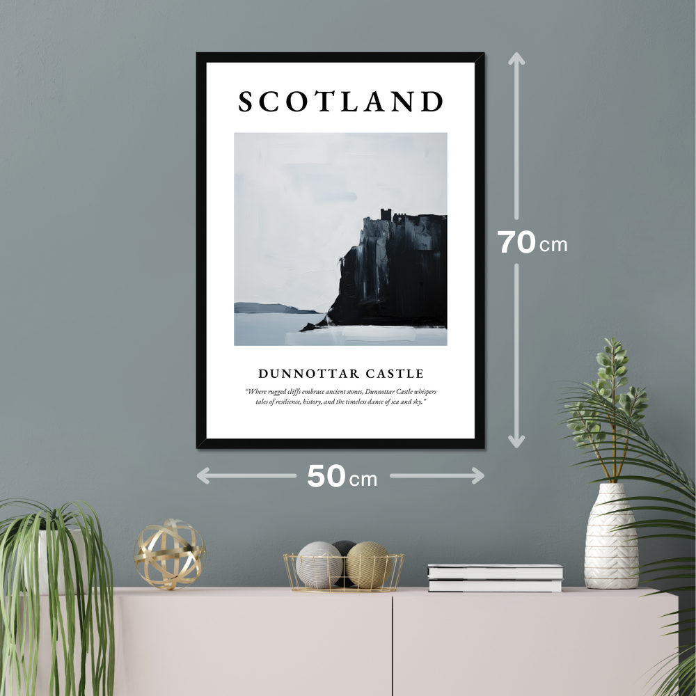 Poster of Dunnottar Castle hanging on a wall