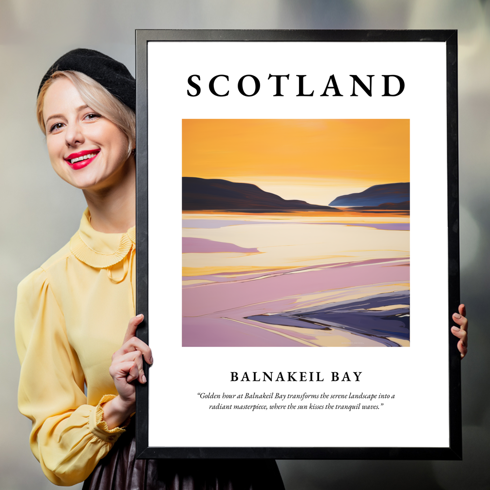 Person holding a poster of Balnakeil Bay