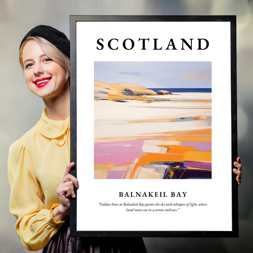 Person holding a poster of Balnakeil Bay