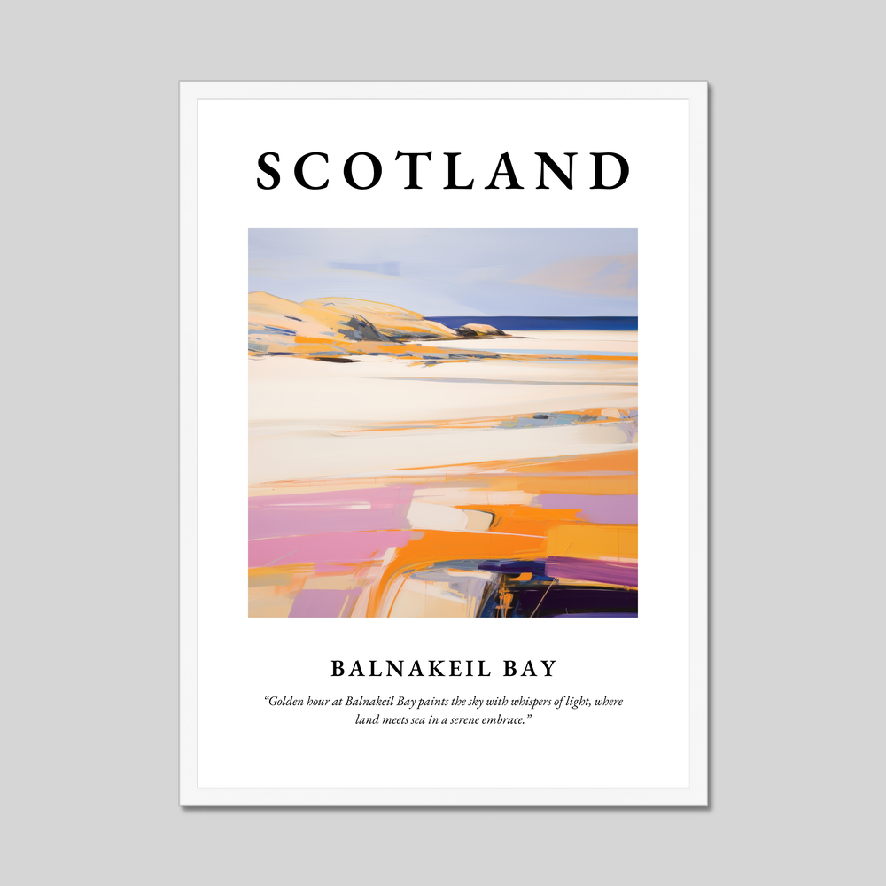 Poster in a white frame with the word Scotland