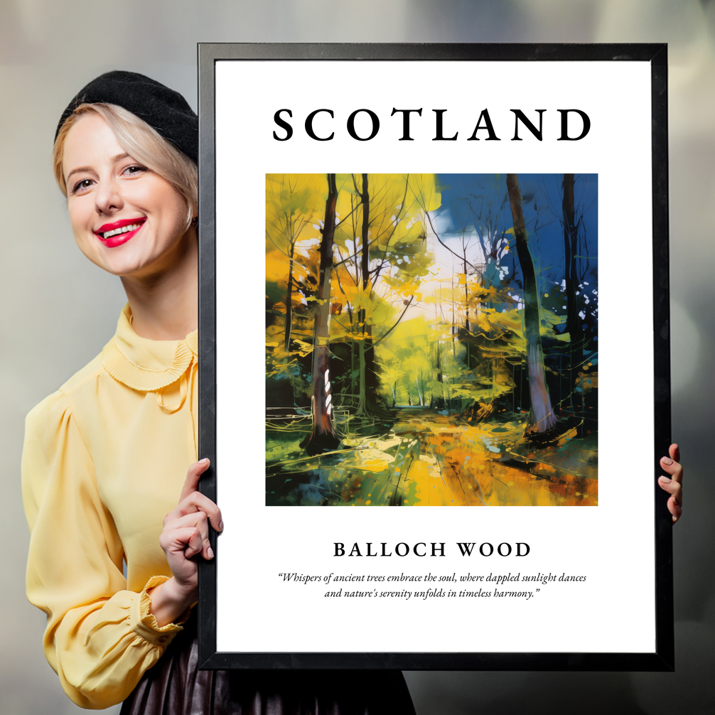 Person holding a poster of Balloch Wood