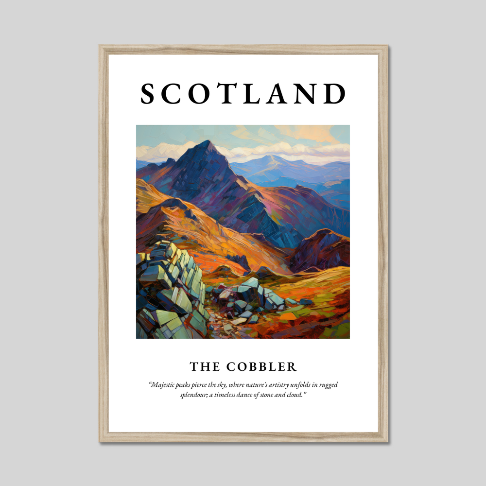 Poster in a natural frame with the word Scotland