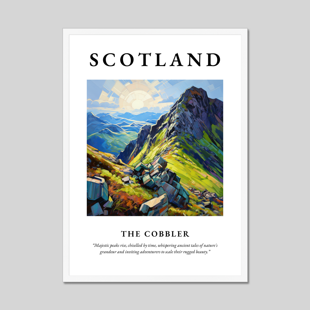 Poster in a white frame with the word Scotland