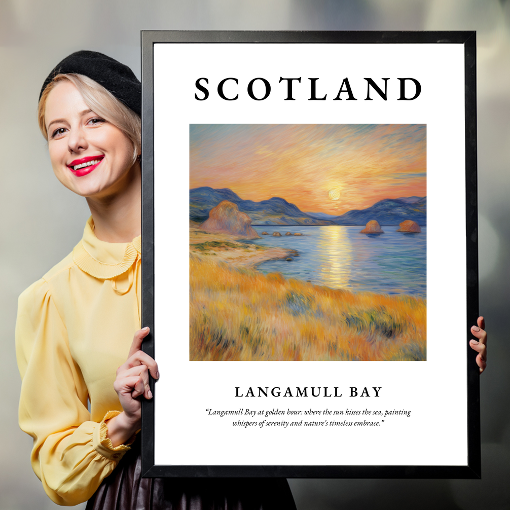 Person holding a poster of Langamull Bay