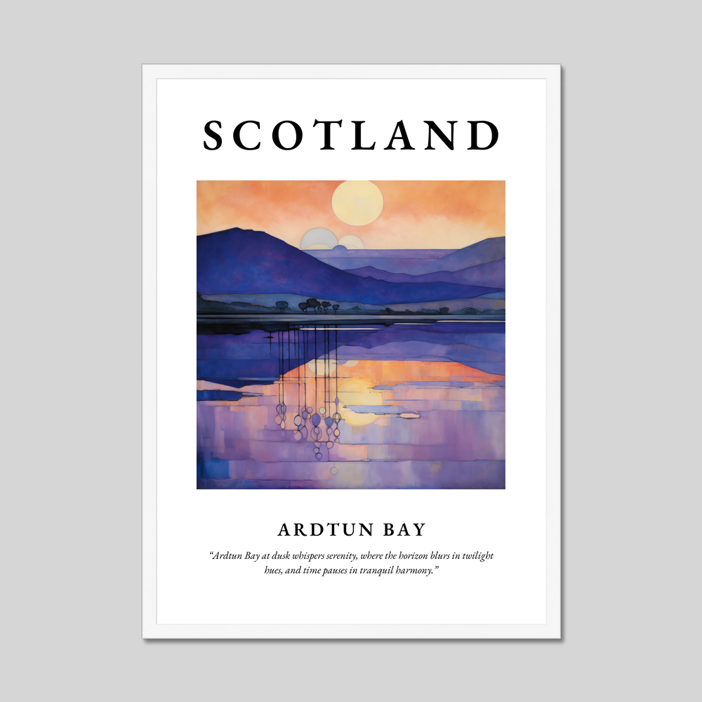 Poster in a white frame with the word Scotland