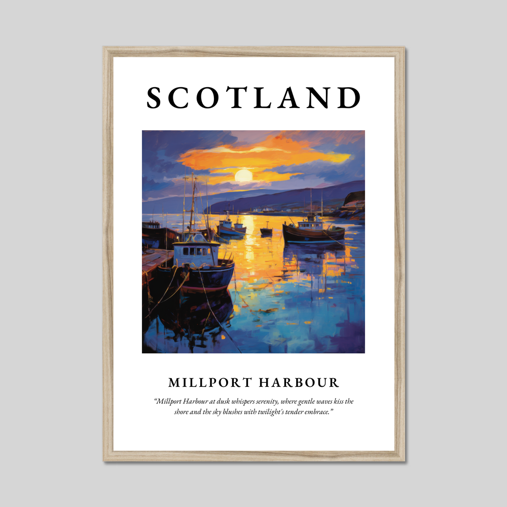 Poster in a natural frame with the word Scotland