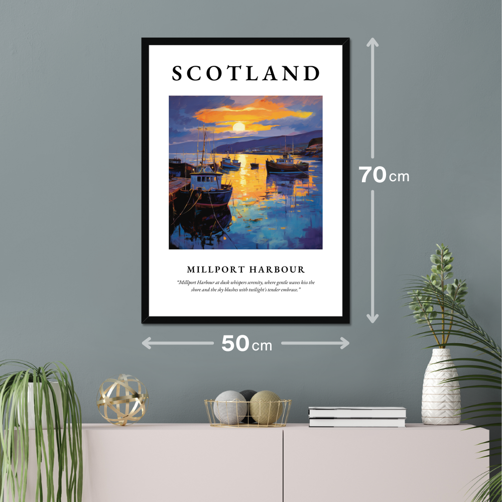 Poster of Millport Harbour hanging on a wall