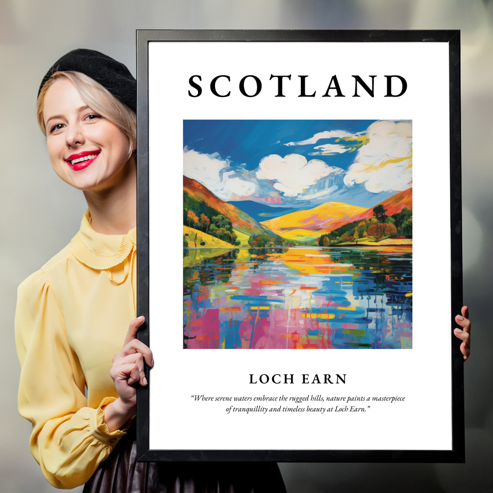 Person holding a poster of Loch Earn