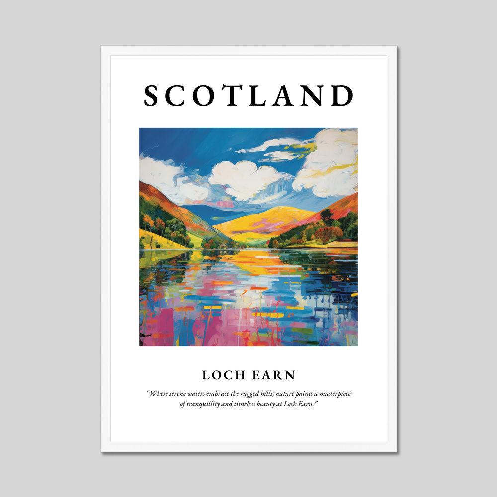 Poster in a white frame with the word Scotland