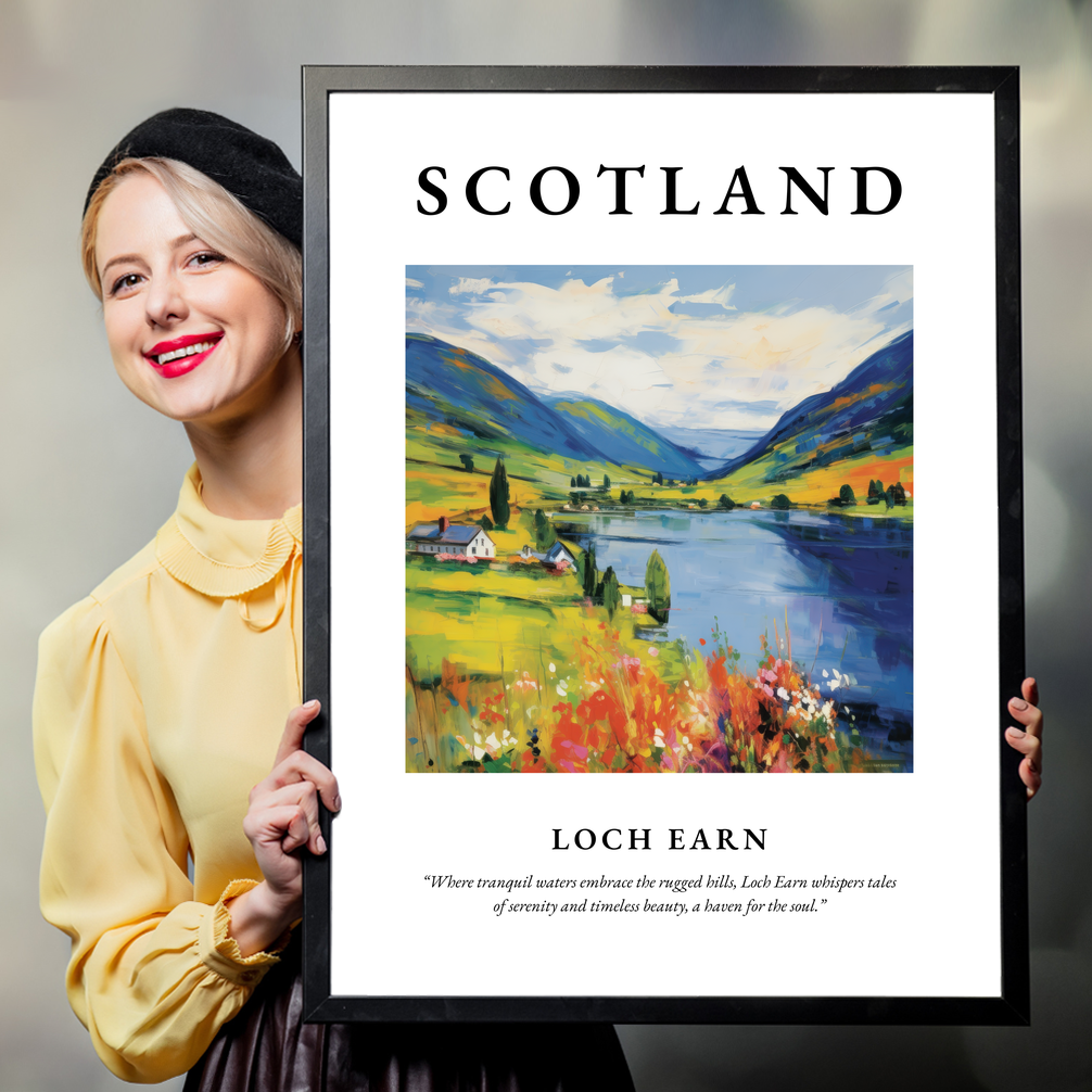 Person holding a poster of Loch Earn