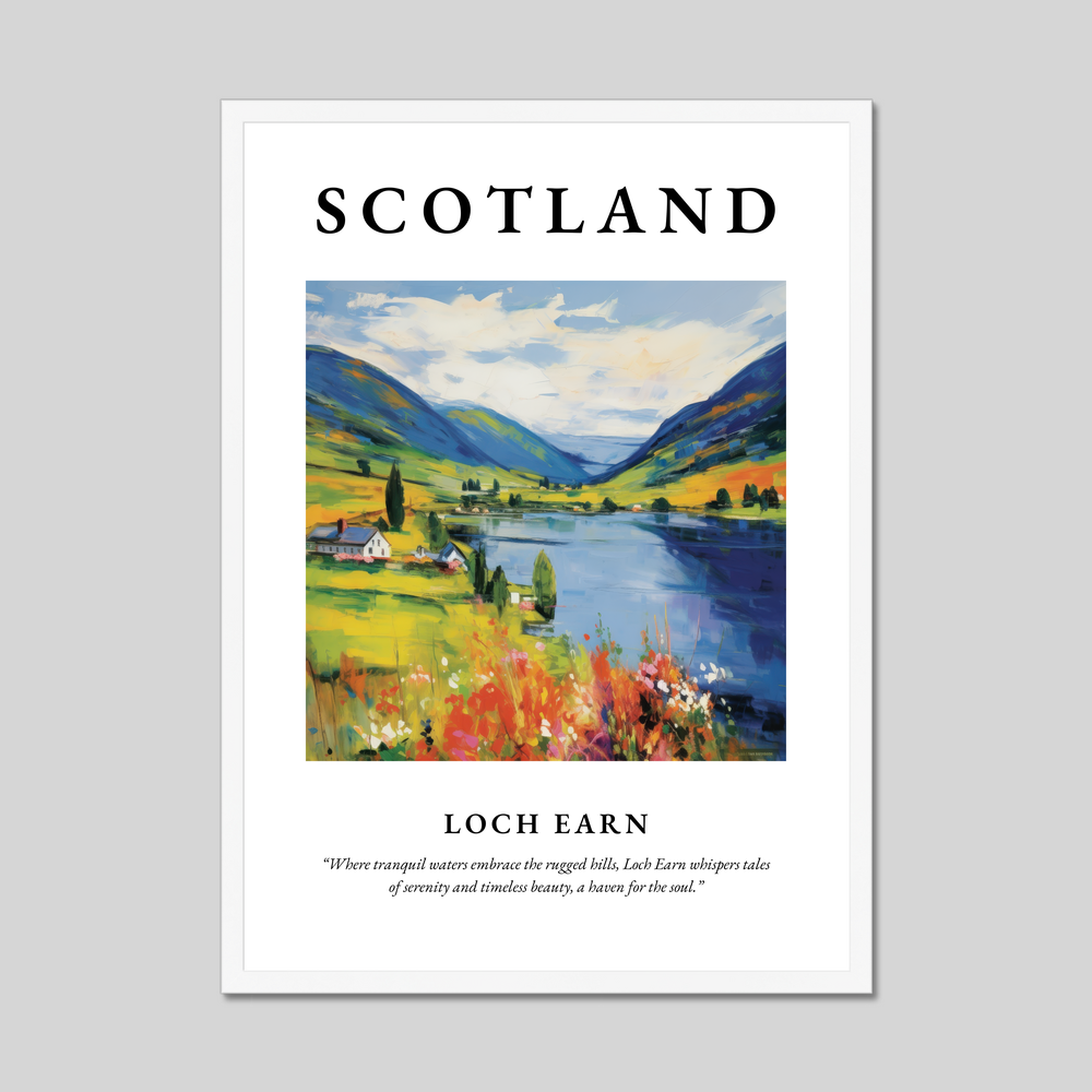 Poster in a white frame with the word Scotland