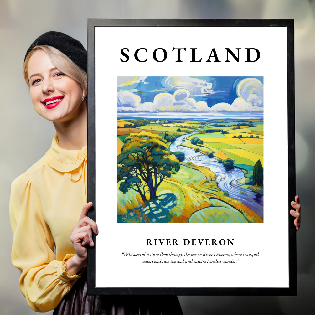 Person holding a poster of River Deveron