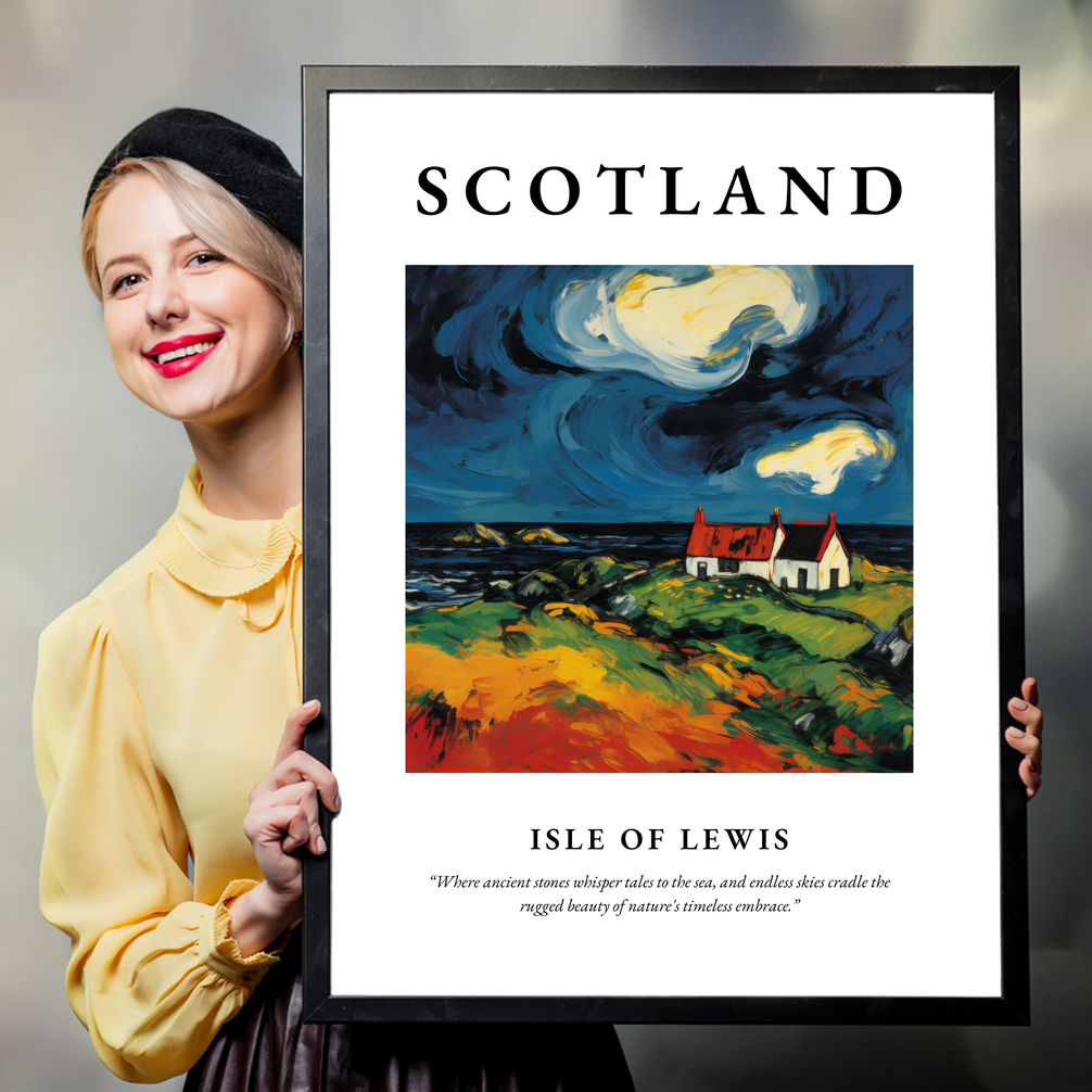 Person holding a poster of Isle of Lewis