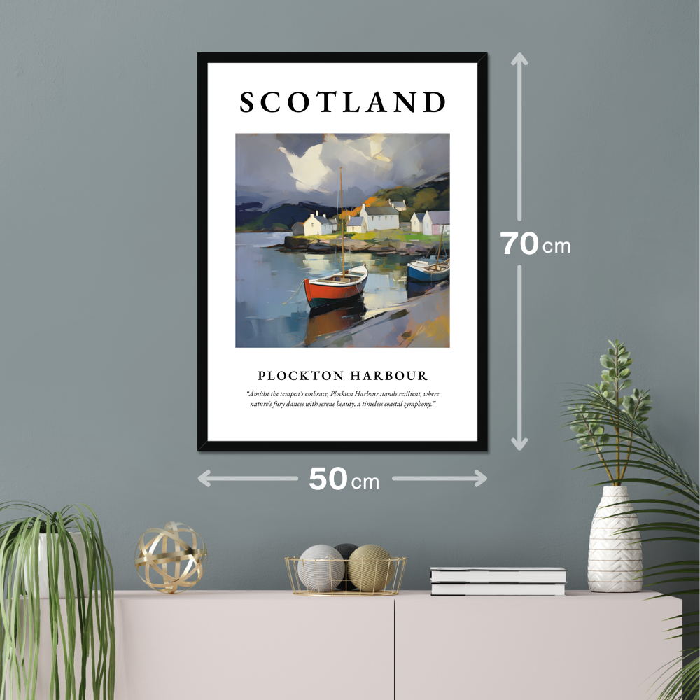 Poster of Plockton Harbour hanging on a wall