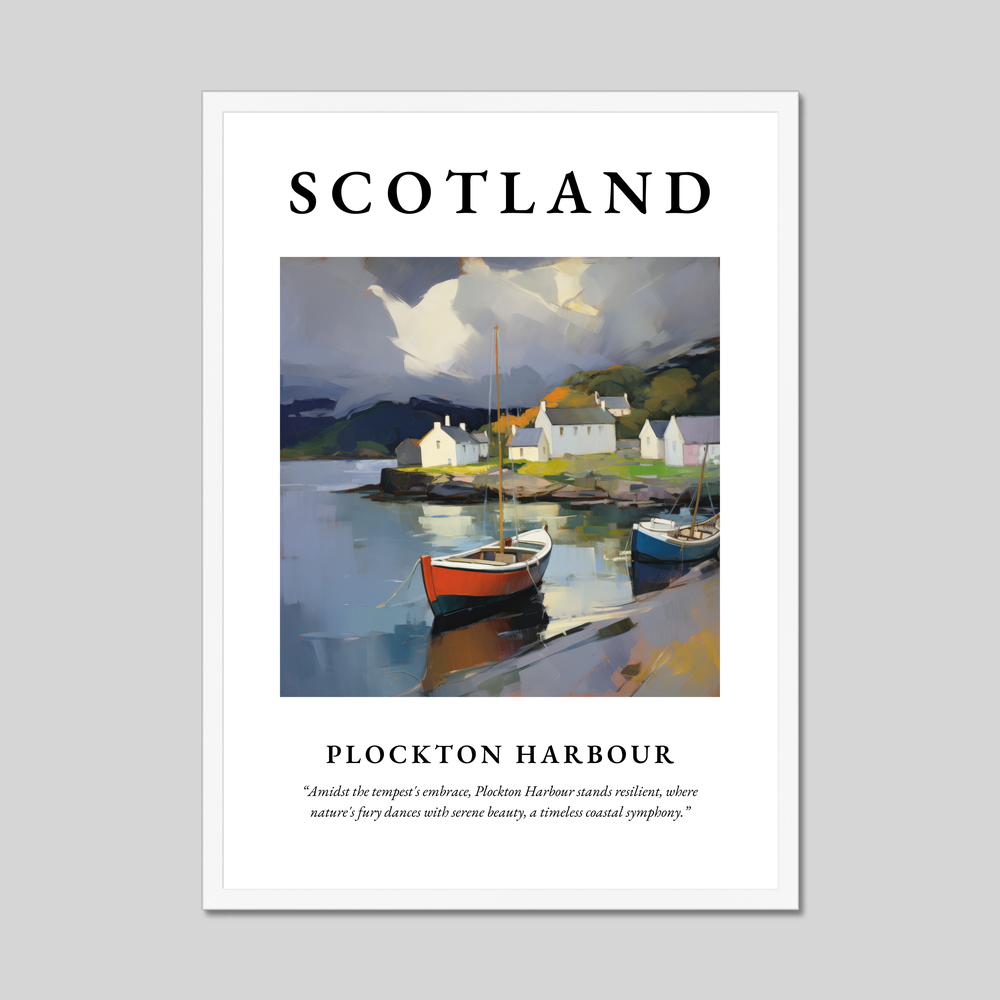 Poster in a white frame with the word Scotland