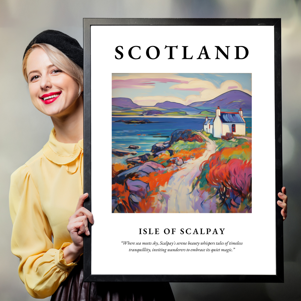 Person holding a poster of Isle of Scalpay