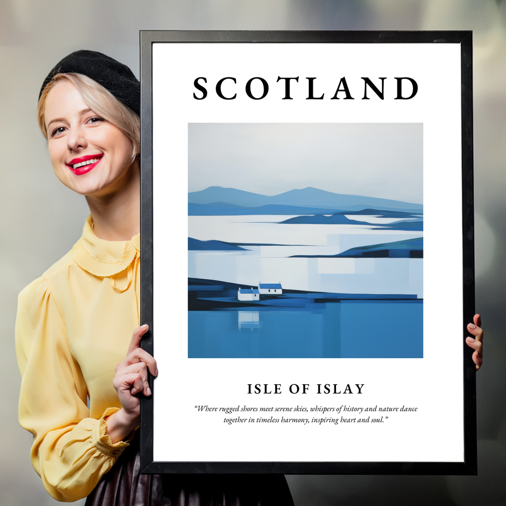 Person holding a poster of Isle of Islay