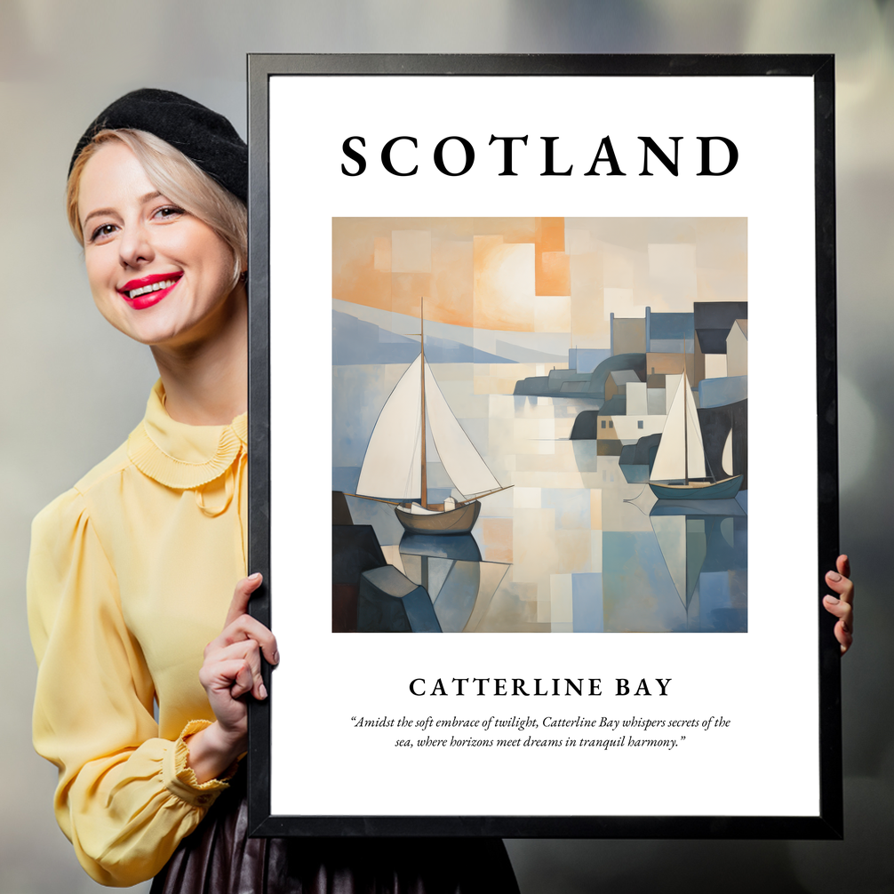 Person holding a poster of Catterline Bay