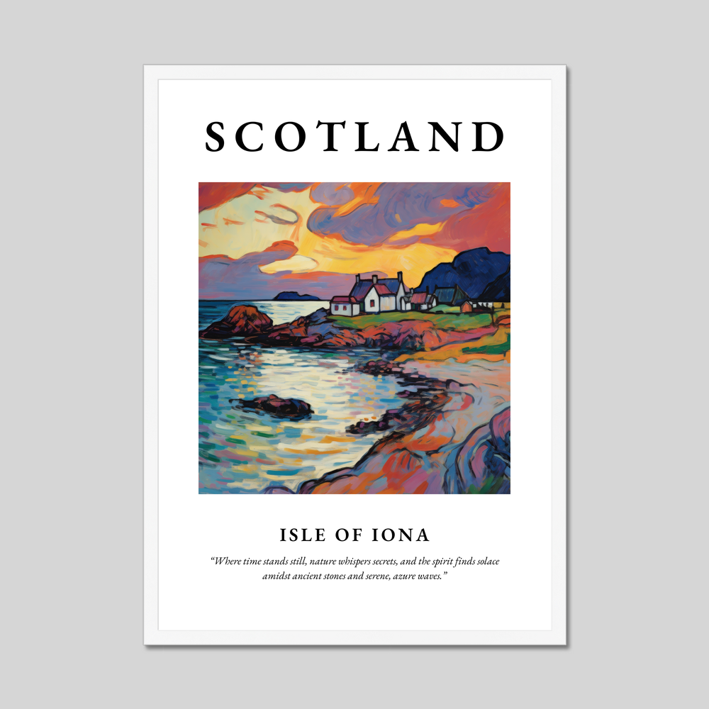 Poster in a white frame with the word Scotland