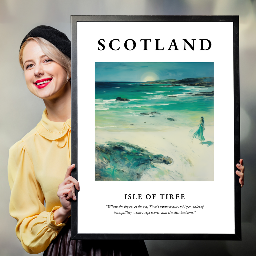 Person holding a poster of Isle of Tiree