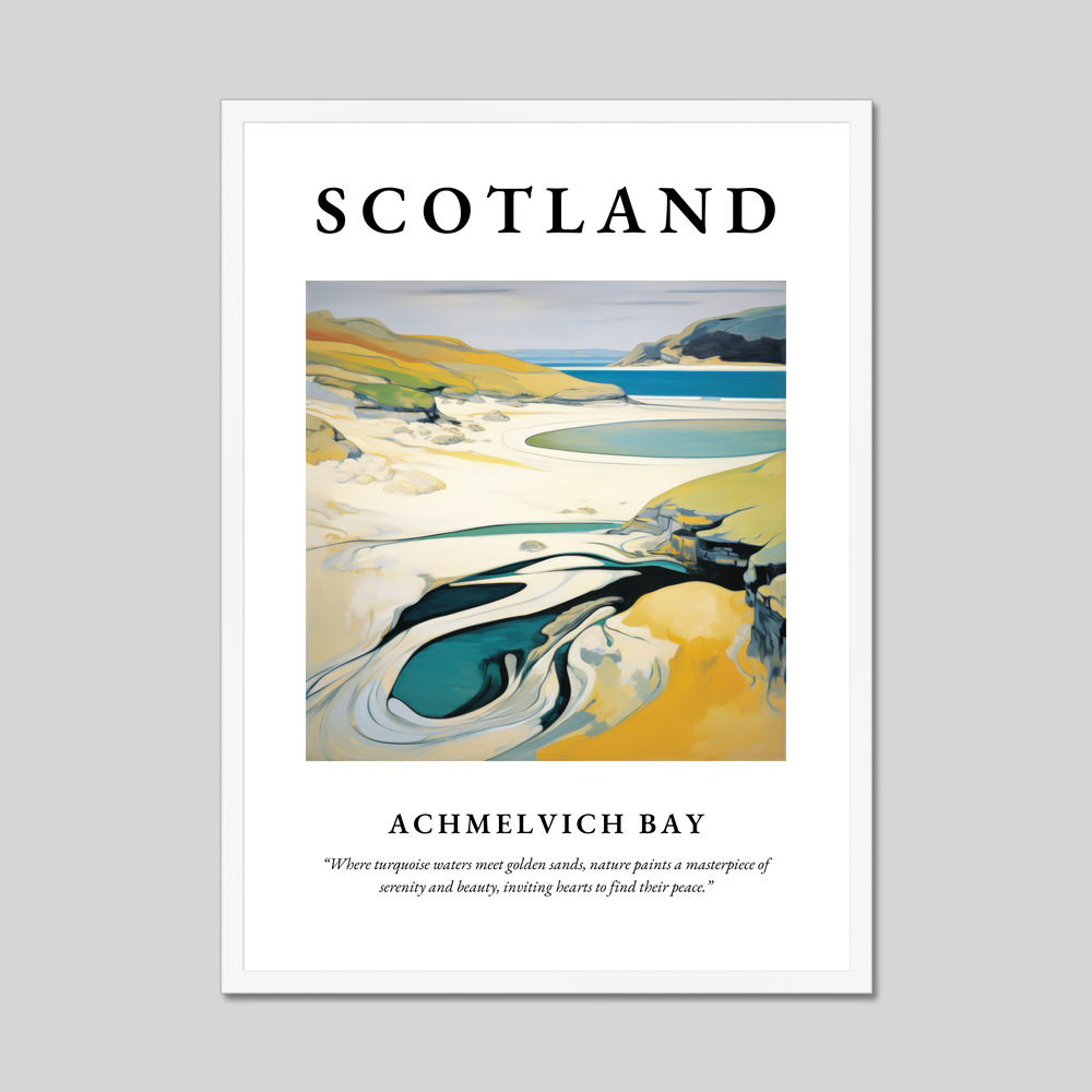 Poster in a white frame with the word Scotland