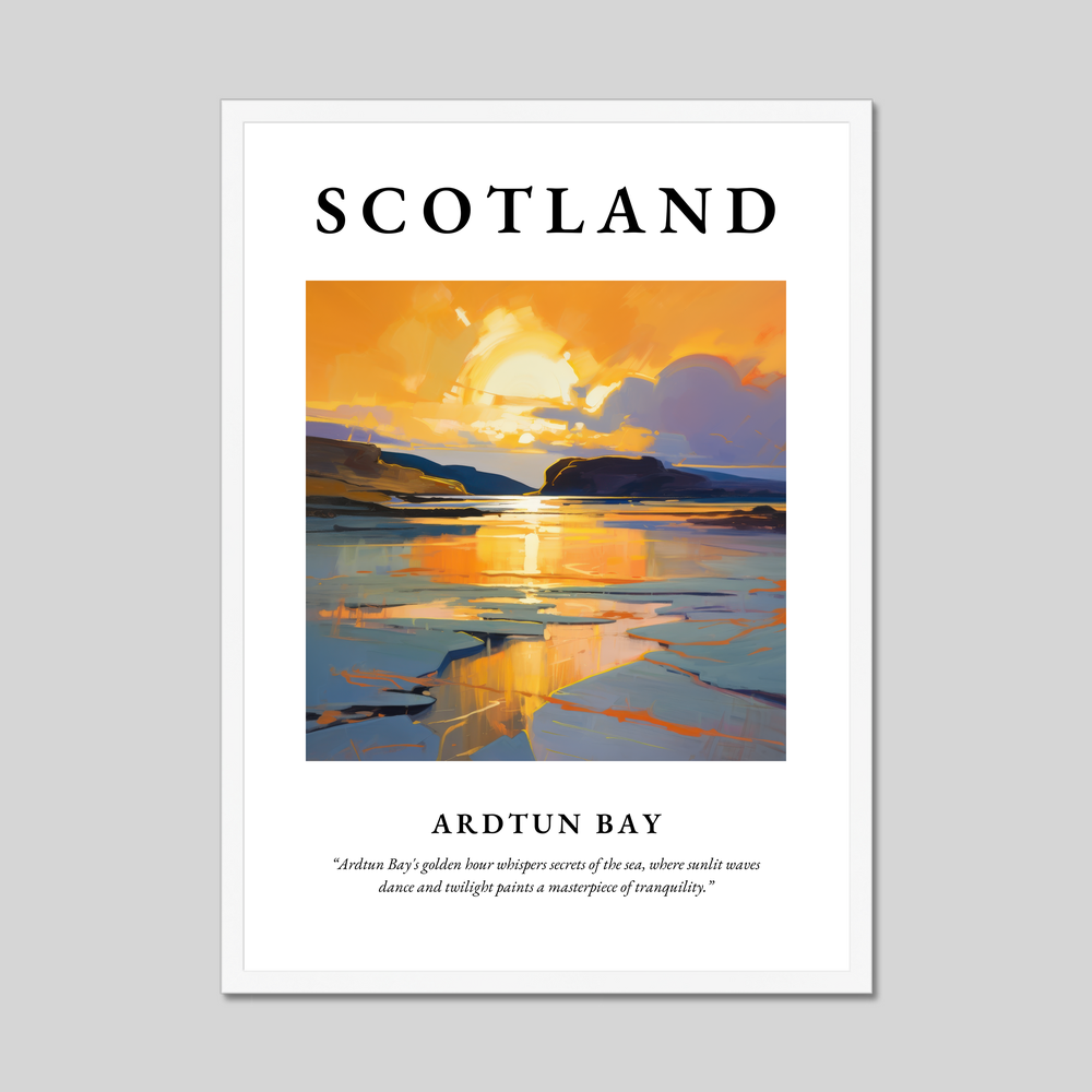 Poster in a white frame with the word Scotland