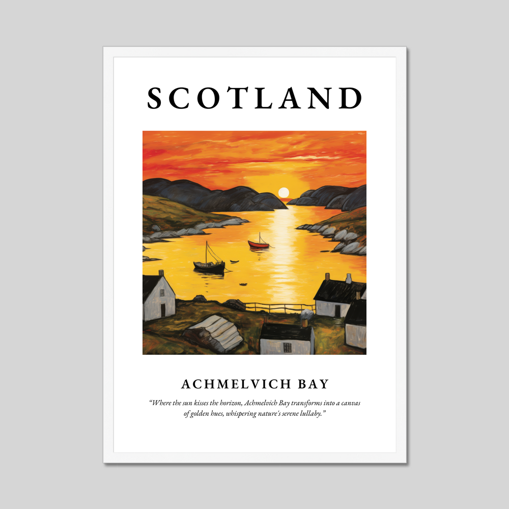 Poster in a white frame with the word Scotland