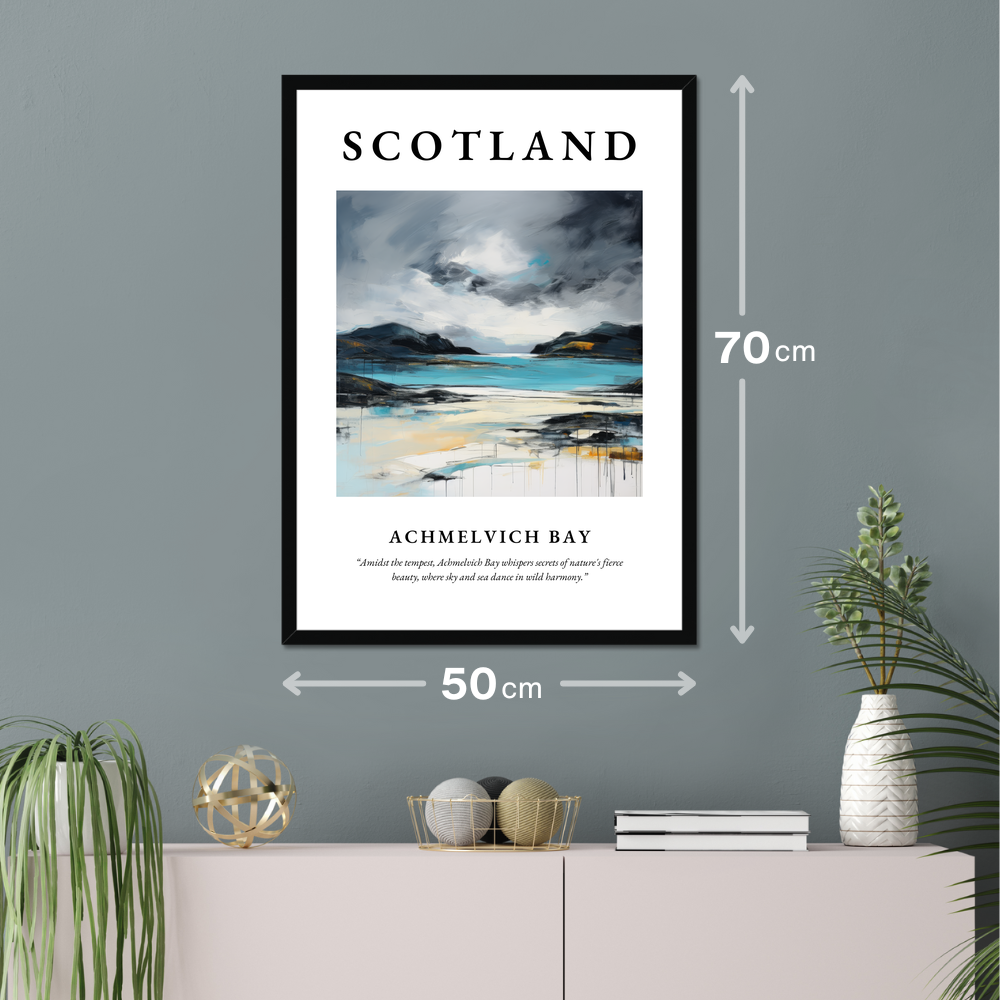 Poster of Achmelvich Bay hanging on a wall