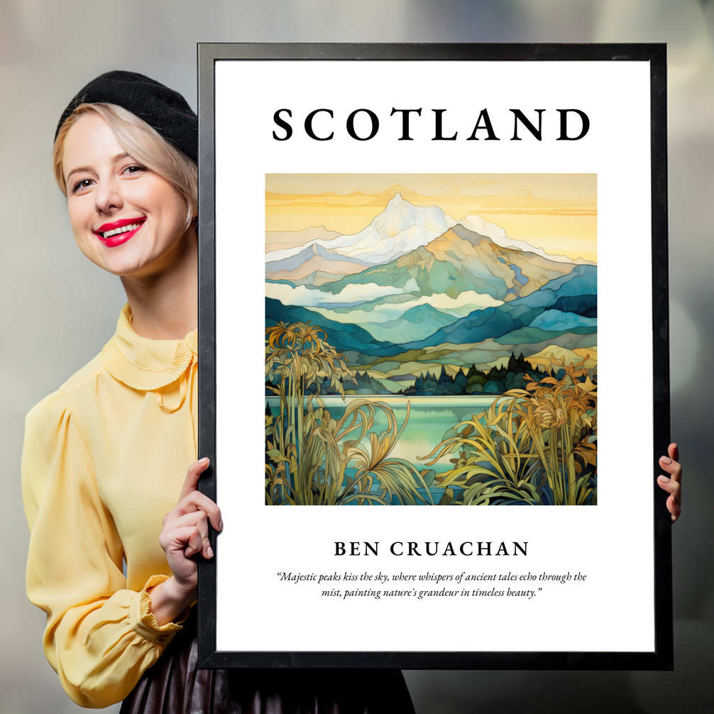 Person holding a poster of Ben Cruachan