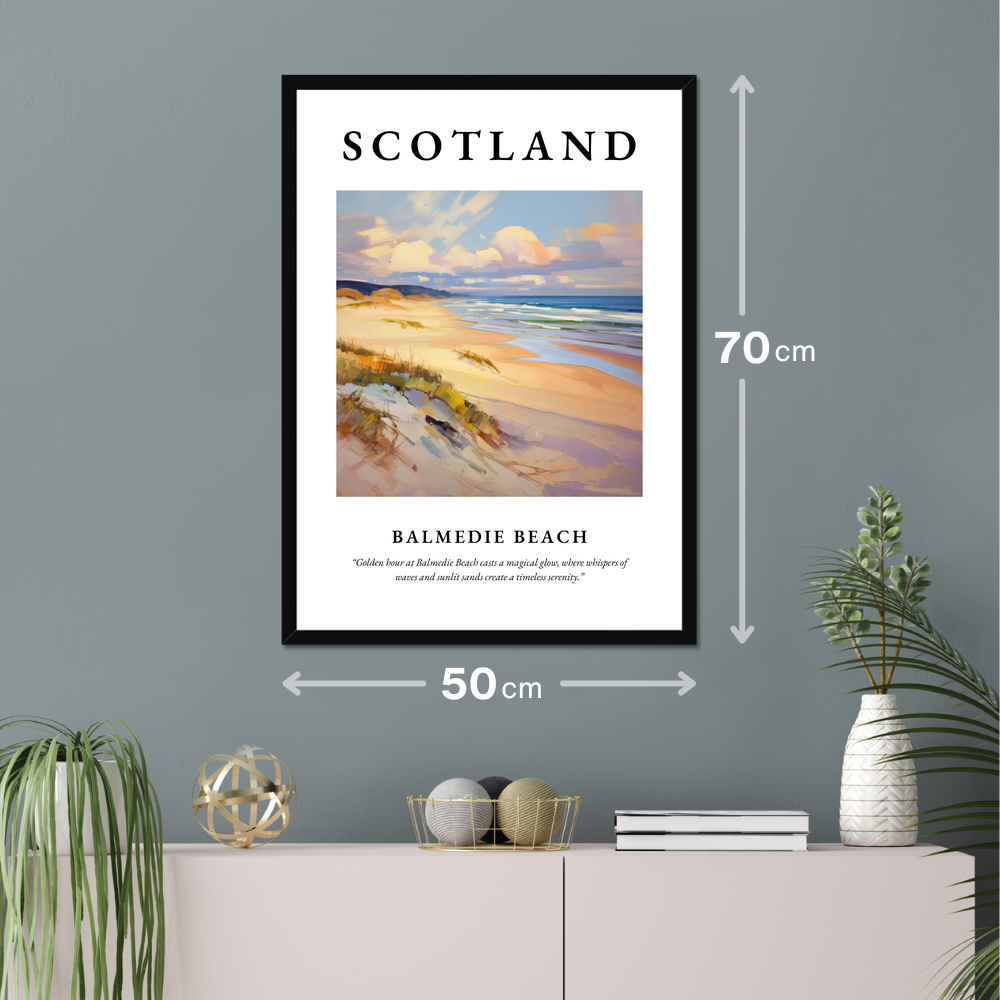 Poster of Balmedie Beach hanging on a wall