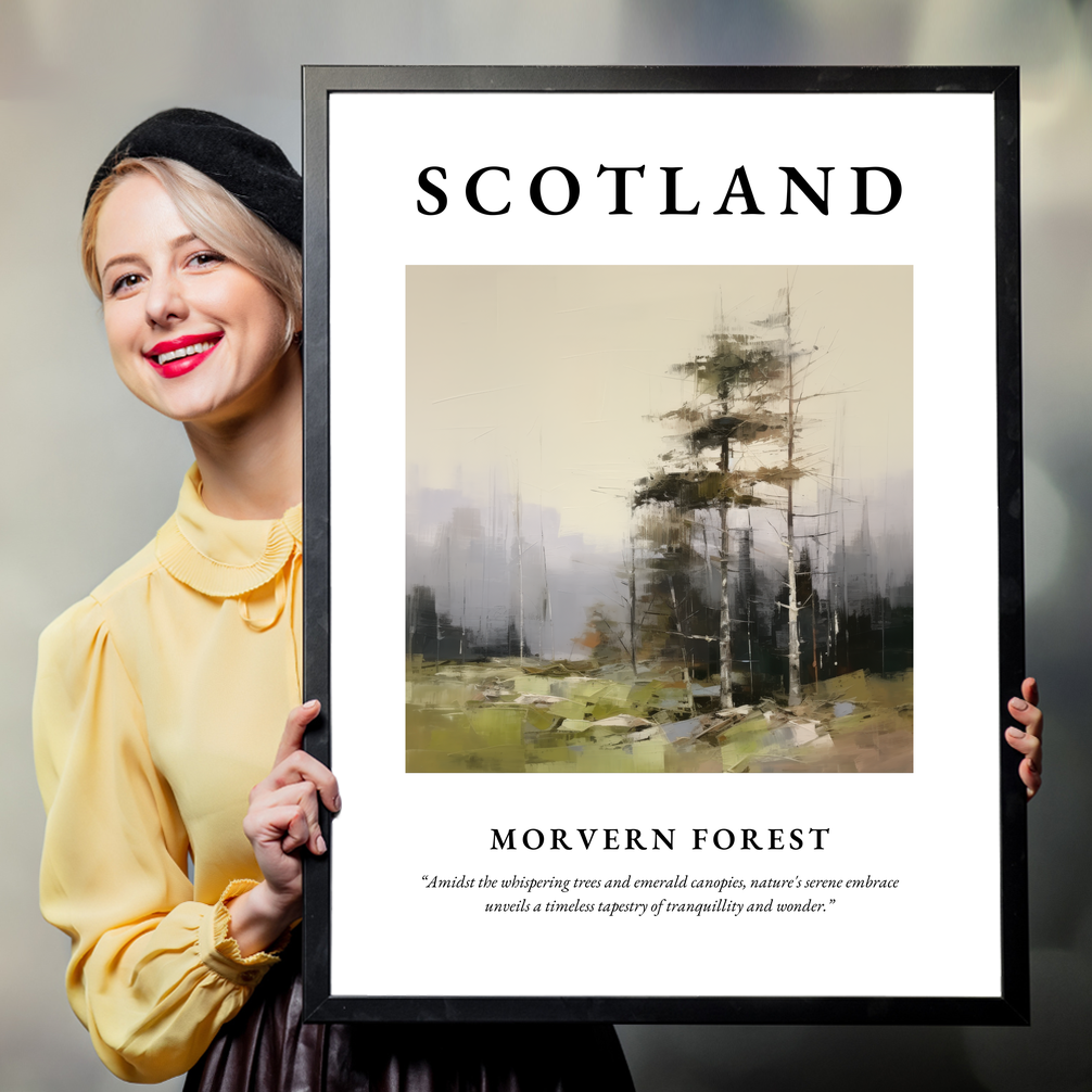 Person holding a poster of Morvern Forest